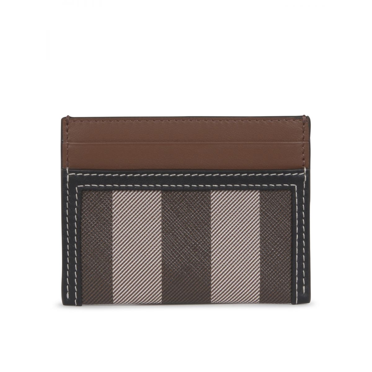 BURBERRY - Check and Two-tone Leather Card Case