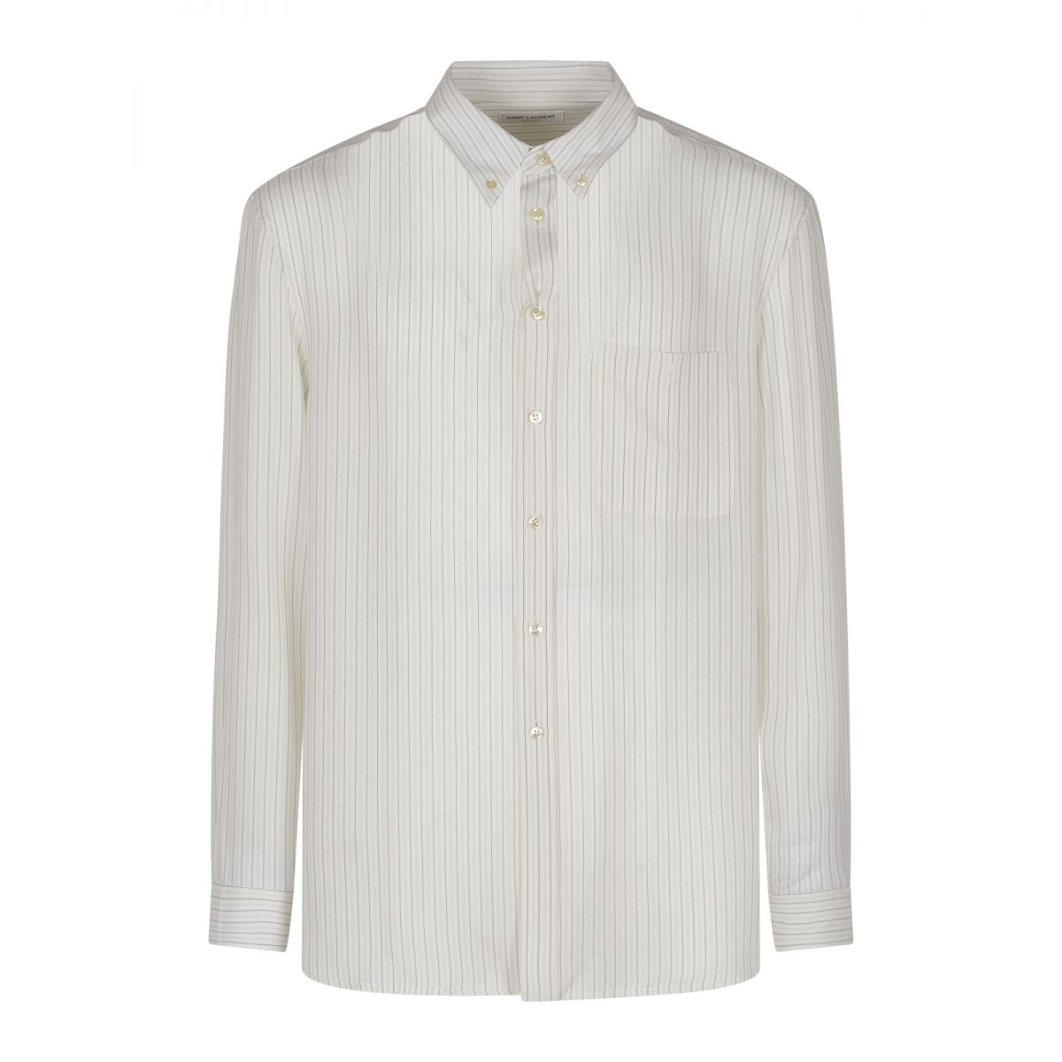 SAINT LAURENT - Cassandre shirt in silk satin with striped motif