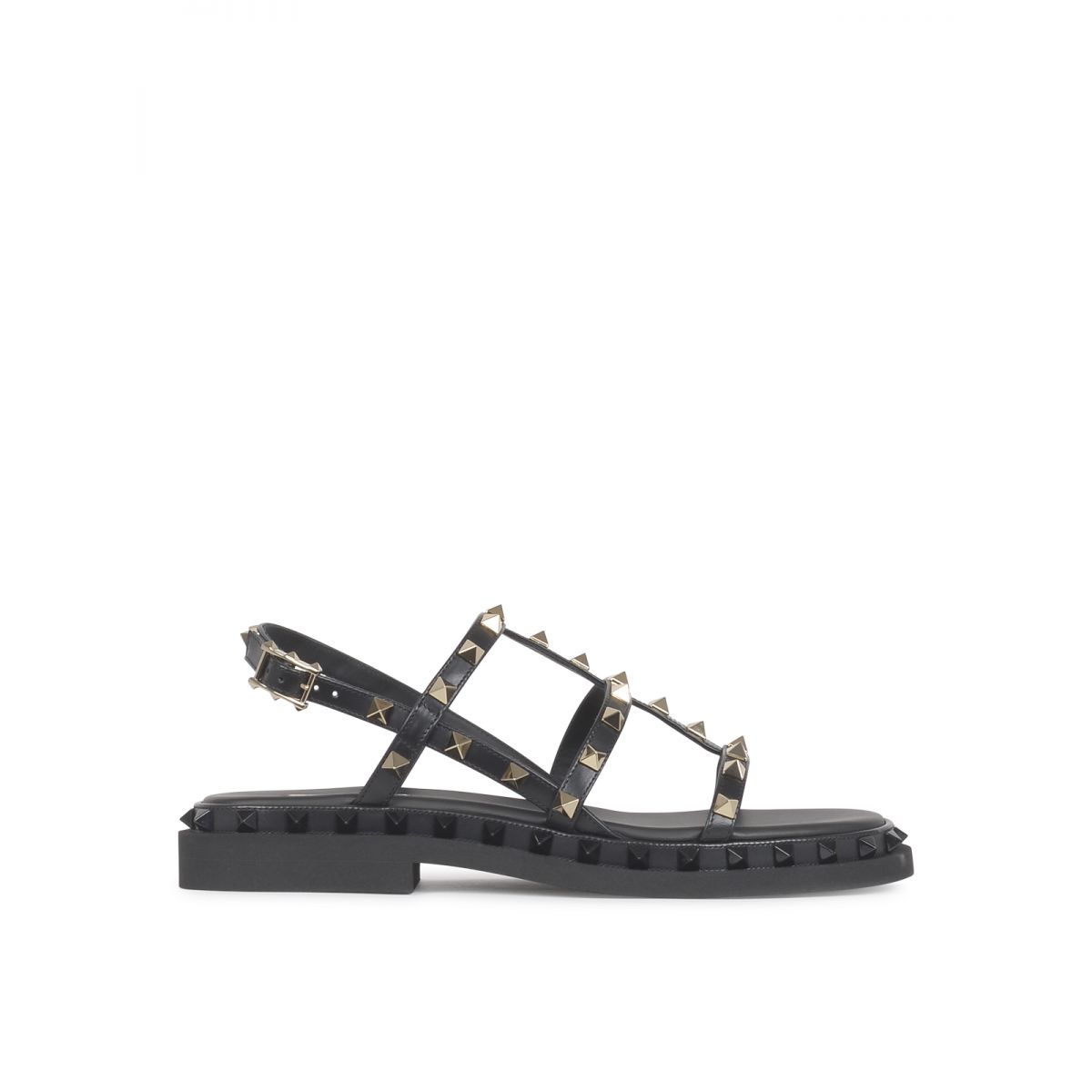 Valentino - Black flat sandals with Signature heels